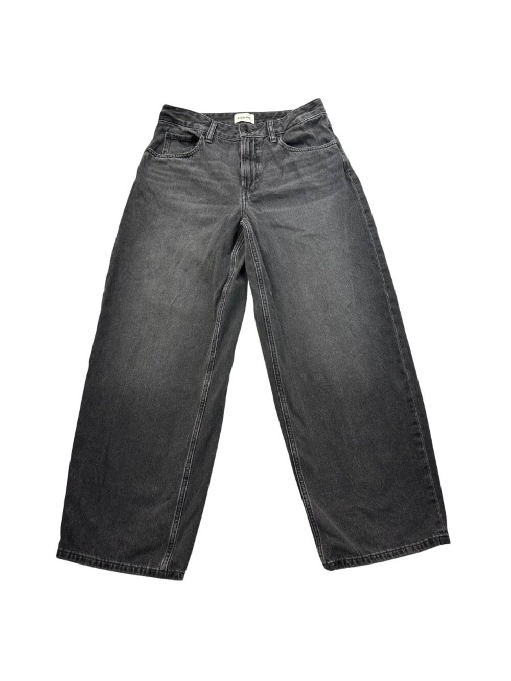 Everlane Womens Barrel Leg Jeans Faded Black Organic Cotton Sz 28 Mid Rise Baggy